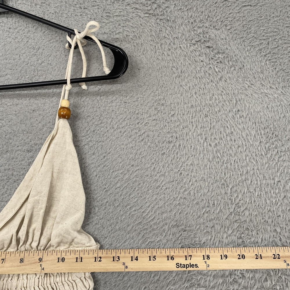 Sim & Sam Crop Tank Top Womens Small Linen Ruffle Boho Beach Babydoll Coastal - Picture 5 of 13